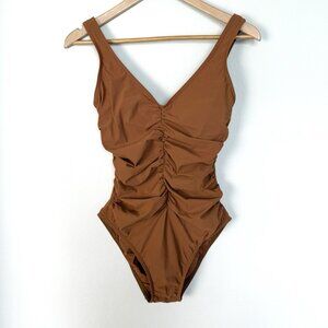 Elegant Brown One-Piece Swimsuit